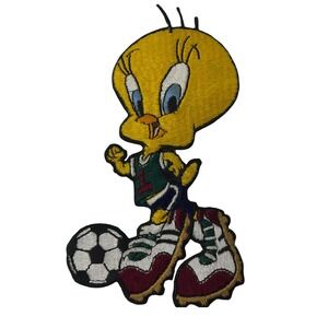 Tweety Bird Soccer Embroidered Patch 5" Looney Tunes Applique Iron On Sew On
